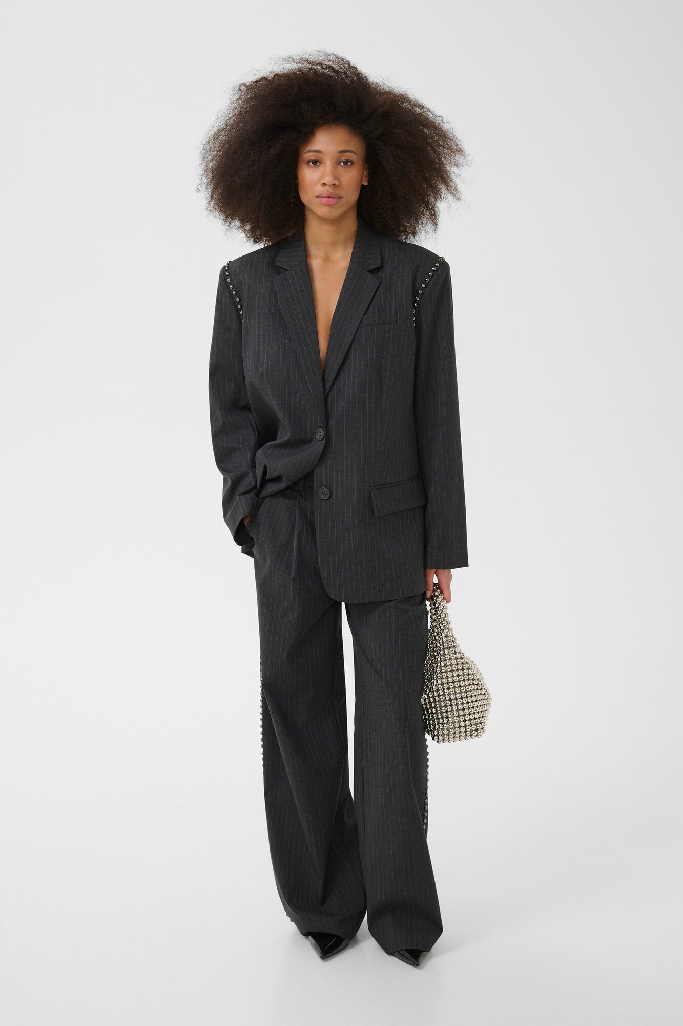 Lehela blazer – Dark Grey Pinstripe